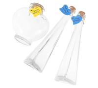 Veemoon Lot de 3 Bouteilles à Souhaits en Verre pour Cérémonie du Sable Mariage Ensemble Décoratif 2 Flacons Triangulaires et 1 Flacon Central Bouteilles Vides pour Décoration et