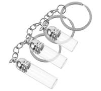 Veemoon Lot De 3 Bouteilles En Verre Transparent, Flacons De Parfum De Voyage Rechargeables Petit Moyen Grand, Porte-clés Multifonction Décoratif Diy, Bouchon Acrylique Argenté, Accessoires Suspendus