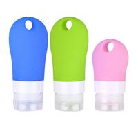 Veemoon Lot de 3 Bouteilles Souples de Voyage 38 Ml et 60 Ml en Silicone Alimentaire, Distributeurs Cosmétiques Étanches pour Shampoing, Gel Bain Portable, pour Déplacements et Soins Personnels