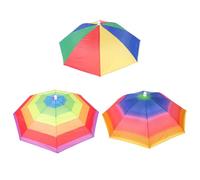 Veemoon Lot de 3 Chapeaux-parapluies Tête Bande Élastique, Parapluie Léger pour Extérieur, Chapeau-Parasol UV Multicolore, Pêche, Randonnée et Jardinage