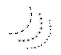 Veemoon Lot de 3 Guirlandes Suspendues D’Halloween Noires - 4 M Chauves-Souris 4 M Araignées 4 M Corbeaux - Décorations Effrayantes pour Fête et Maison Hantée