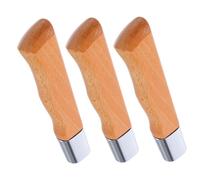 Veemoon Lot de 3 Manches de Rechange en Bois Massif de Hêtre Grosse Taille Finition Argentée Poignées Universelles pour Couteaux Cuisine Accessoires Solide Adaptés à la Découpe et