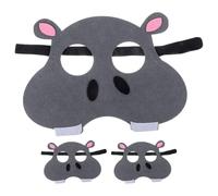 Veemoon Lot de 3 masques d'animaux en feutre hippopotame pour Halloween - Fête à thème animal, fête d'anniversaire, costumes et cadeaux d'invités, idéal pour et adultes - Accessoires de fête