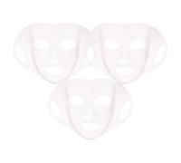 Veemoon Lot de 3 Masques Faciaux en Silicone Réutilisables Visage Humain, Masque en Feuille Extensible, Couleur Rose Clair, Soin Peau à Domicile et Voyage, Maintien et Hydratation