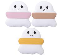 Veemoon Lot de 3 Mini Houppettes Fantômes pour Maquillage Sec et Humide, Petite Houppette à Poudre Douce en Mousse, Couleurs Rose, Jaune et Marron, pour Application Précise et Voyage