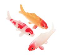 Veemoon Lot de 3 Modèles de Poissons Koi Artificiels pour Aquarium, Petits Poissons en Plastique Rouge et Blanc, Décoration Sensorielle Réaliste pour Bassin D’Eau Douce, Ornement Solide