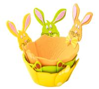 Veemoon Lot de 3 Paniers de Rangement en Feutrine Forme Lapin, Couleurs Vert, Jaune et Orange, Paniers de Chasse aux Œufs pour Garçon et Filles, Décoration Festive de Pâques, Accessoires