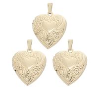 Veemoon Lot de 3 pendentifs médaillon en forme de cœur : breloques en forme de cœur pour cadre photo, pour la création de bijoux, de colliers, de souvenirs, etc.