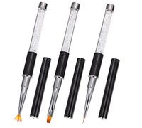 Veemoon Lot De 3 Pinceaux à Ongles Acrylisés Noir, Stylo De Peinture Pour Nail Art, Brosse Fine Et Éventail, Usage Professionnel Et Domestique, Décoration Manucure, Outil Précis Pour Dessin Et Points