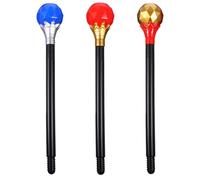 Veemoon Lot de 3 Sceptres en Plastique pour Cosplay, Accessoires de Costume Roi et Reine, Baguettes Décoratives Pierres Bleue, Rouge et Or, pour Halloween, Fêtes et Théâtre