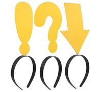 Veemoon Lot de 3 Serrage-têtes Jaunes Symbole Flèche, Point D'exclamation et Point D'interrogation, Accessoires de Fête Amusants, Bandeaux Légers pour Halloween et Photos, Couvre-Chefs