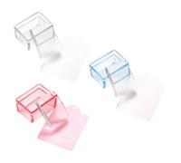 Veemoon Lot de 3 Tampons pour Manucure Artistique Rectangulaires Transparents 7x3 Cm Outils de Transfert Ongles DIY pour Nail Art Salon Usage Domestique Couleurs Rose Bleu Transparent