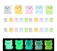 Veemoon Lot de 30 Figurines Chat Miniatures en Résine Phosphorescente, Statuettes Lumineuses Colorées pour Décoration Maison de Poupée, Accessoires Décoratifs pour Bureau et Fête Thème