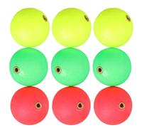 Veemoon Lot de 30 Flotteurs de Pêche en Mousse Boules Flottantes Diamètre 24 Mm Couleurs Jaune Rouge et Vert Anneau en Cuivre Montages pour Pêche au Pompano en Surfcasting Multi-Usage