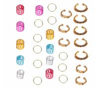 Veemoon Lot de 30 Pinces à Cheveux Décoratives Dorées, Comprenant 5 Grandes, 5 Petites et 10 Anneaux de 1,4 Cm, Accessoires pour Tresses Africaines, pour Fêtes et Coiffures DIY