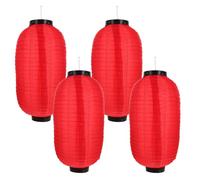 Veemoon Lot de 4 Abat-Jours Lanternes Japonaises Imperméables en Tissu Pliable 45X25 CM Rouge Décor de Jardin et Intérieur Lampes Suspendues pour Fêtes Terrasse et Ambiance Japonaise