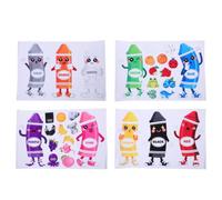 Veemoon Lot de 4 affiches de crayons de couleur, autocollants muraux pour | Affiche de rentrée scolaire pour la acile à décoller et à coller, en PVC imperméable, motif crayons
