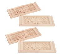 Veemoon Lot de 4 Appliques en Bois Massif Sculpté Non Peint Style Européen Vintage Dimensions 16 X 6 X 1 CM Décorations Murales Meubles Consoles Décoratives pour Maison et Portes