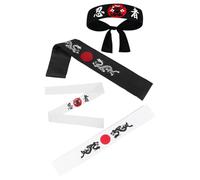 Veemoon Lot de 4 Bandeaux Ninja en Polyester, Larges et Élastiques, Bandeaux de Karaté Japonerie Multifonctions pour Chef Cuisinier et Activités Sportives, Style Bandana Japonerie