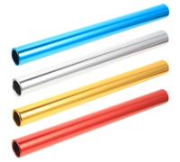 Veemoon Lot de 4 Bâtons de Relais en Alliage D'aluminium, Léger et Antidérapant, 2,7 Cm de Diamètre, Couleurs Bleu, Argenté, Rouge et Jaune, pour Athlétisme et Entraînement Extérieur