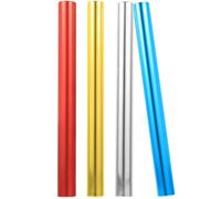 Veemoon Lot de 4 Bâtons de Relais Légers en Aluminium Anodisé 2,7 Cm - Couleurs Bleu, Argenté, Rouge et Jaune - Accessoires pour Courses de Relais Scolaires et Compétitions D’athlétisme