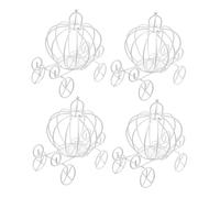 Veemoon Lot de 4 Boîtes à Bonbons en Fer Blanc, Forme Carrosse Citrouille Vintage, Décoration Centre de Table Mariage et Anniversaire, Modèle Calèche Princesse pour Fête Élégante