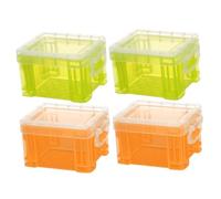 Veemoon Lot de 4 Boîtes de Rangement Réutilisables en Plastique Semi-Transparentes Mini-Conteneurs Multi-Usages pour Bureau Porte-Fiches et Organisation de Petits Couleur Aléatoire