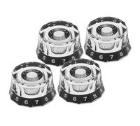 Veemoon Lot de 4 Boutons de Potentiomètre en Acrylique Noir, Douze Côtés, pour Guitare Électrique et Basse, Contrôle Précis du Volume Tonalité, Accessoires Compatibles pour Réparation