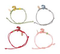 Veemoon Lot de 4 Bracelets Tressés Dinosaures Ajustables pour Filles, Bracelet en Ficelle Multicolore Perles, Bijoux Animaux pour Présent D’anniversaire et Usage Couleur Couleur Aléatoire