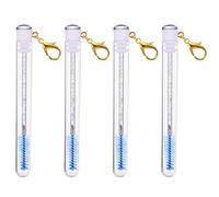 Veemoon Lot de 4 Brosses à Cils Tube à Mascara 10 Cm Bleu, Applicateurs de Cils Détachables Réutilisables pour Maquillage Professionnel et Débutants, Porte-clés Décoratif pour Usage