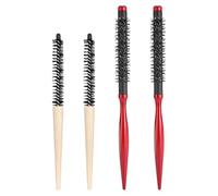 Veemoon Lot de 4 Brosses Rondes pour Cheveux Bouclés Petites Brosses à Friser en Bois et Peignes Tubulaires en Aluminium Kit Coiffage Portable pour Cheveux Épais Boucles Naturelles