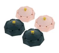 Veemoon Lot de 4 Cendriers de Table avec Couvercle Intérieur en Acier Inoxydable Coupe-Vent Décoration Couronne Cendrier pour Fumeurs Bureau et Intérieur Couleur Rose et Vert Foncé