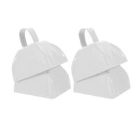 Veemoon Lot de 4 Cloches de Vache en Métal 75 CM Poignée Blanche Cloche d'Appel Manuelle Bruyante pour Événements Sportifs Mariages Fêtes et Célébrations Instrument de Percussion