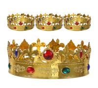 Veemoon Lot de 4 couronnes de roi pour enfants : couronne de roi médiévale style baroque, accessoire de déguisement confortable pour Halloween et les anniversaires.