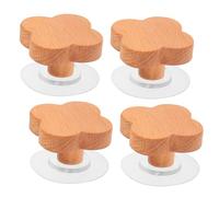 Veemoon Lot de 4 Crochets Muraux en Bois de Hêtre Naturel Patères Murales Décoratives de Fleur sans Perçage ni Clou Porte-Manteau Mural Polyvalent pour Chapeaux Manteaux et