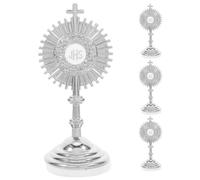 Veemoon Lot De 4 Crucifix Catholiques Debout Croix Religieuse Avec Base Mini Croix Décorative En Métal Décoration De Gâteau De Communion Saint Sacrement Ostensoir Catholique Crucifix Du