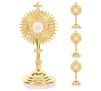Veemoon Lot De 4 Crucifix Catholiques Debout Croix Religieuse Avec Base Mini Croix Décorative En Métal Décoration De Gâteau De Communion Saint Sacrement Ostensoir Catholique Crucifix Du
