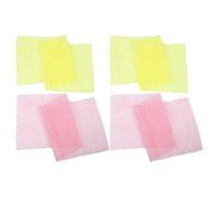 Veemoon Lot de 4 Éponges Exfoliantes en Nylon 30X80 CM - Brosse de Bain Longue en Filet Séchage Rapide Couleurs Jaune et Rose - Serviette à Récurer pour Peau Plus Lisse Voyage