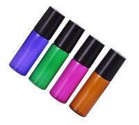 Veemoon Lot de 4 Flacons Distributeurs Réutilisables 5 Ml en Verre Teinté Marron, Bouteilles de Voyage Portables pour Huiles Essentielles et Lotions, Pratiques pour Couleur Aléatoire