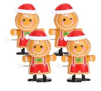 Veemoon Lot de 4 Jouets à Remonter Bonhomme Épice Noël, Petit Mécanique en Plastique Léger, Amusant pour Garçon et Filles, Présent Noël pour Décoration et Jeu