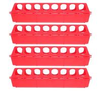 Veemoon Lot de 4 mangeoires à Couvercle Rabattable en Plastique pour Poulets - Abreuvoir/mangeoire en Plastique pour Petites volailles, Plateau d'alimentation perforé pour Poussins de Ferme