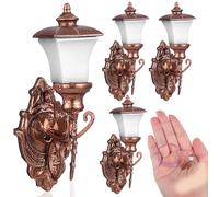 Veemoon Lot de 4 Mini Lampes Murales LED 1:87 en Cuivre Ancien, Éclairage pour Maquette de Maison Miniature, Décoration DIY Table à Sable Ambiance Chaude