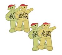 Veemoon Lot de 4 Panneaux de Signalisation Miniatures « Ralentissez, Garçon et Filles Qui Jouent » en Plastique Léger, 2 Sets pour Aires de Jeux, Écoles Maternelles et Parcs -