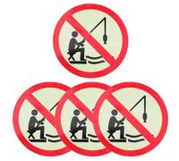 Veemoon Lot de 4 Panneaux D'interdiction de Pêche Phosphorescents Autocollants 152x152 Mm, Résistants à L'eau Uv, pour Parcs, Lacs, Étangs et Rivières, Signalisation Sécurité Nocturne