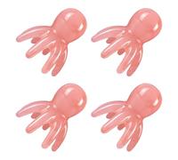 Veemoon Lot de 4 Peignes de Massage Pieuvre Rose - Outil Manuel Compact pour Cuir Chevelu Stimulation Acupression Relaxation Profonde à Domicile Bureau et Voyage