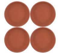 Veemoon Lot de 4 Petites Soucoupes Rondes en Terre Cuite Rouge 13 X 2 Cm pour Plantes D'intérieur et Extérieur, Bac de Récupération d'eau pour Pots de Fleurs, Drainage et