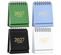 Veemoon Lot de 4 petits calendriers de bureau à rabat - Mini calendrier de bureau 2027-2028 - Agenda mensuel personnel de janvier 2027 à juin 2028 pour la chambre