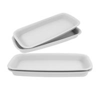 Veemoon Lot de 4 Plateaux Rectangulaires pour Plantes Bac de Récupération d'eau en Plastique Soucoupe Allongée Anti-Fuite Beige Clair 200 310 MM avec Rainure Profonde pour Pots de