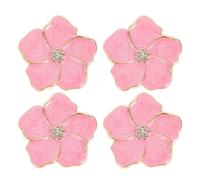 Veemoon Lot de 4 Poignées de Tiroir en Alliage de Zinc Rose Boutons de Meuble à Motif Floral 5 Pétales Poignées Décoratives pour Commode et Armoire Accessoires pour Chambre D’Garçon et