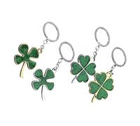 Veemoon Lot de 4 Porte-Clés Amulette Trèfle à Quatre Feuilles en Alliage Grosse Feuille Verte Breloques Pailletées Accessoires pour Paquet et Clés Présent Saint-Patrick